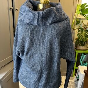 White House Black Market Heather Blue Cowl Neck Sweater